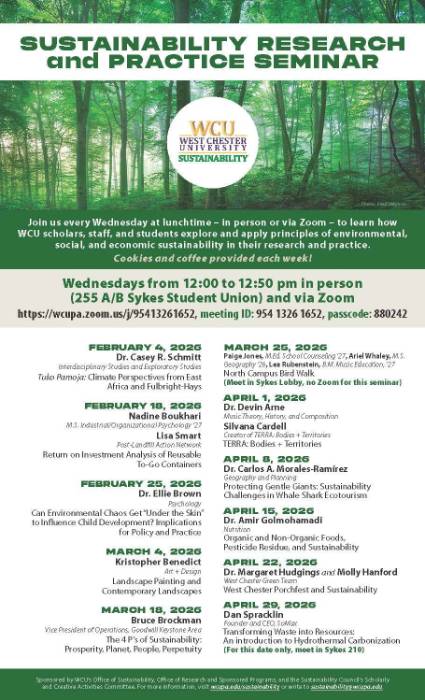 Sustainability Research and Practice Seminar Flyer. Click for PDF.