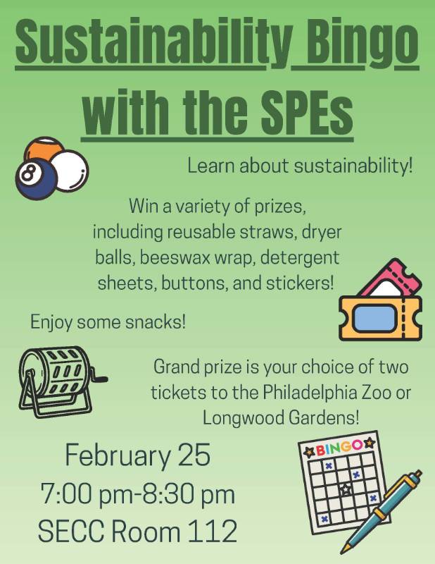 Sustainability Bingo 2/25 7pm SECC Room 112