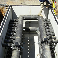Pipes for the GeoThermal system, outside, above view