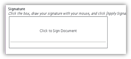 Screenshot of Signature box