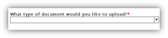 Screenshot of What type of document would you liek to upload question
