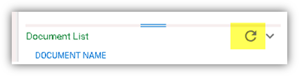 Screenshot of Document List with refresh highlighted