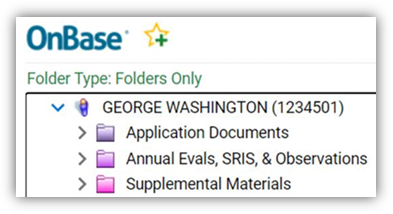 Screenshot of OnBase Folder Type: Folders Only