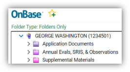 Screenshot of OnBase Folder Type: Folders Only list
