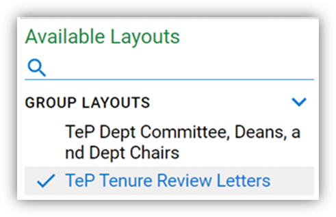 Screenshot of Available Layouts
