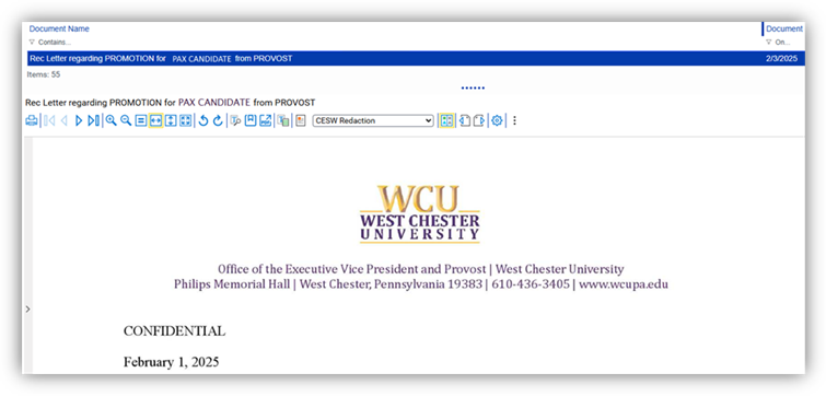 Screenshot of letter to review preview