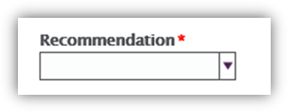 Screenshot of Recommendation dropdown