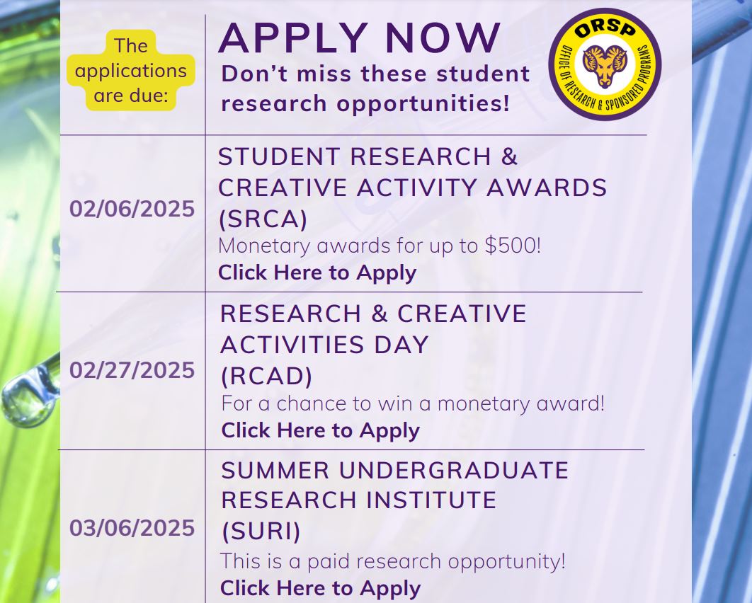 ORSP Student Research Deadlines