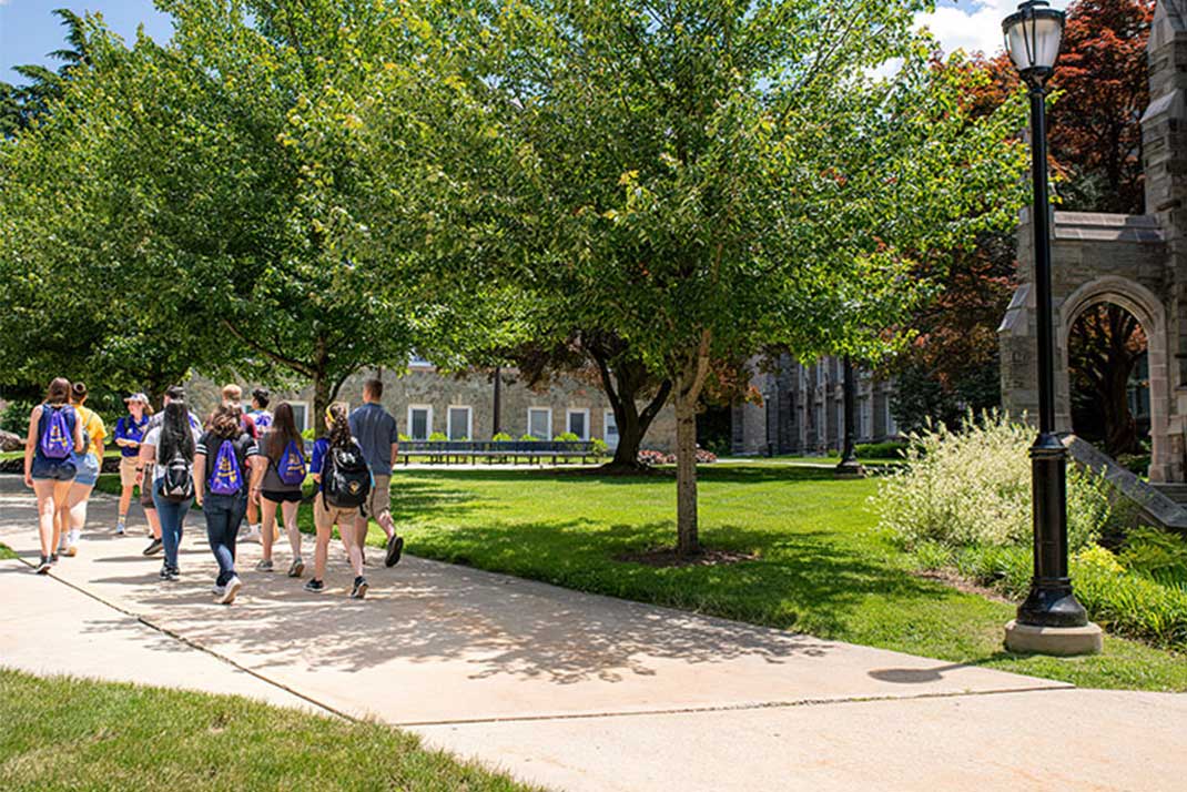 Students touring during orientation