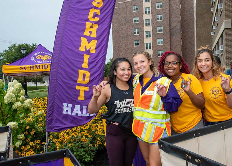 3 Students together on campus