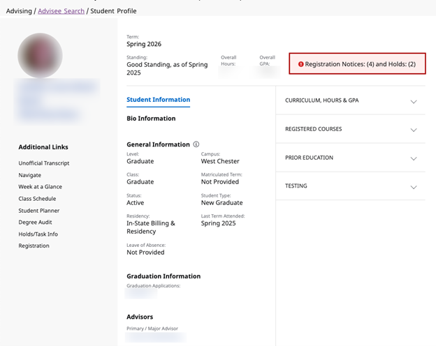 Fig. 2 Student profile screenshot