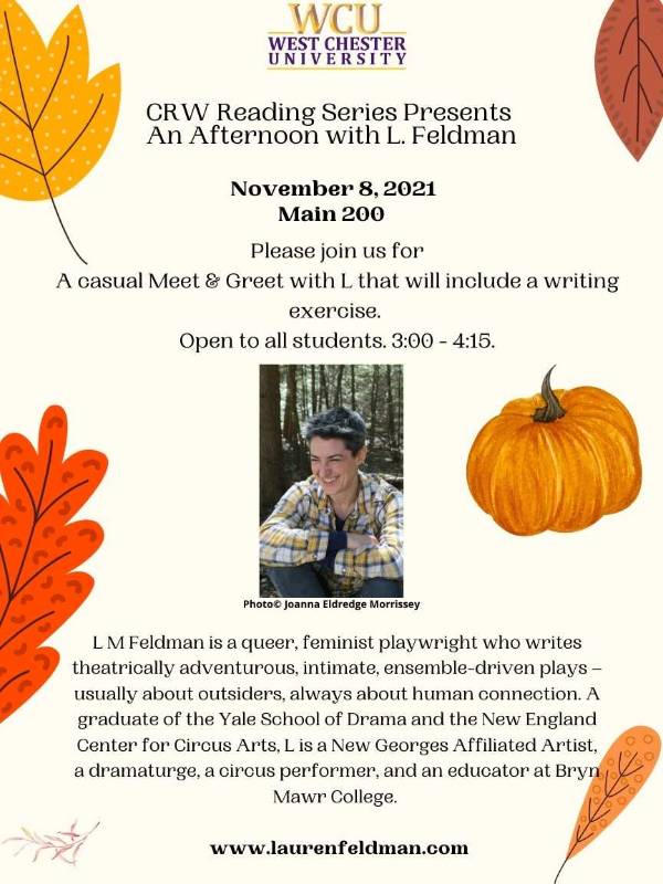Flyer for Feldman Meet and Greet, 11/8 3 pm in Main 200