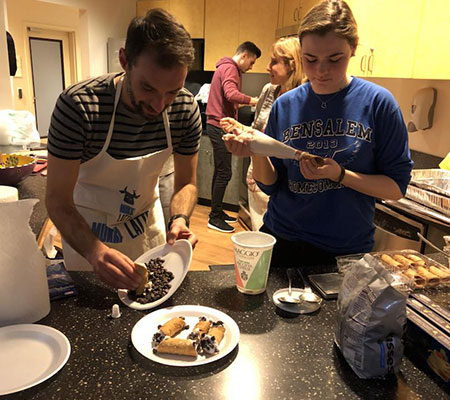 Students making food