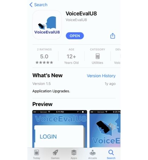 Pictured is an image of the VoiceEvalU8 that Professor Grillo created from the last NIH grant that she received and that will be used again in her current grant work to chart progress in the clinical study and during teaching. The images are from the Apple Store.