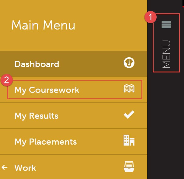 My Coursework menu