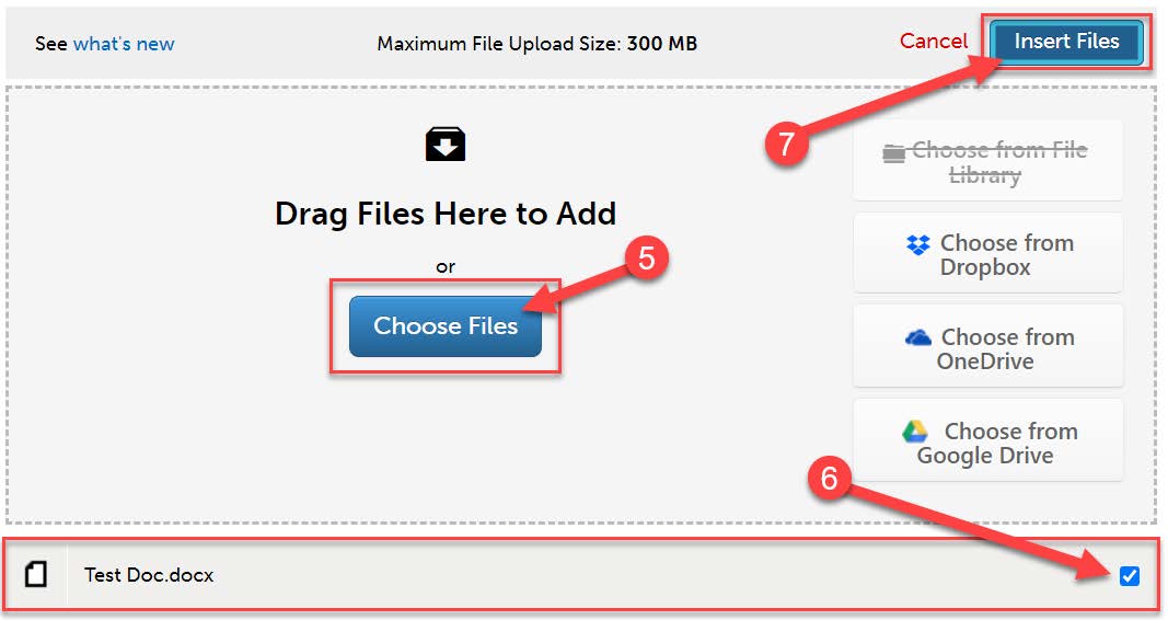 Insert files