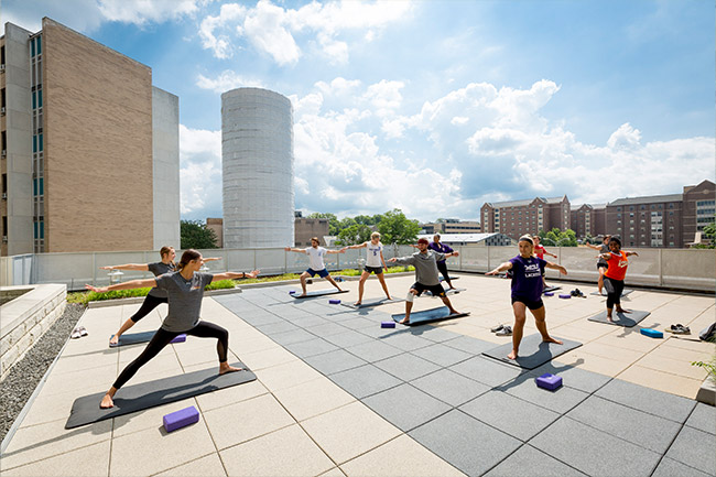 WCU students doing yoga