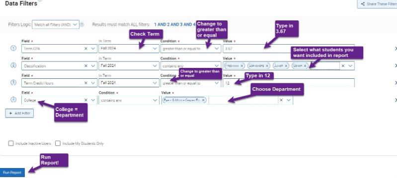 Creating a Dean's List Report in Navigate for Departments 5