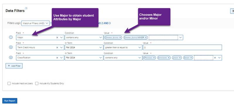 Navigate Report: Student List by Student Attributes (College/Department/Major-Minor) 3