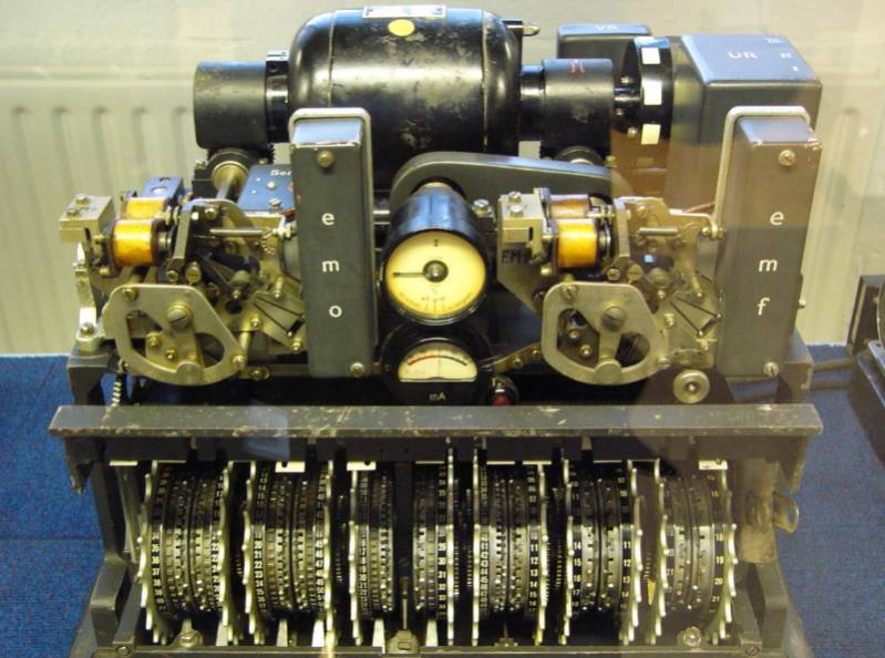 German Lorenz cipher machine, used in World War II to encrypt very-high-level general staff messages (source: Wikipedia)