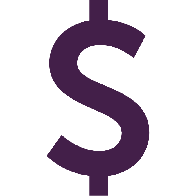 a purple dollar symbol